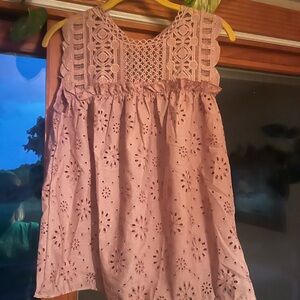 Brand new women eyelet pink tank top